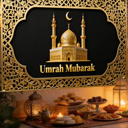 Nuxovilar Umrah 무바라크 모스크 배너 폴리에스터 109.2 x 180cm(43 x 71인치) - 모스크, 이벤트, 야외 장식용 라마단 배너 - color: CC01388