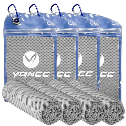 YQXCC 4 Pack Cooling Towels 40"x12", Cool Ice Towels for Neck & Face | Cooling Neck Wraps, Soft Breathable Microfiber Chilly Towels, Ideal for Gym, Yoga, Golf, Running, Camping & Hot Weather - color: 4 Light Gray
