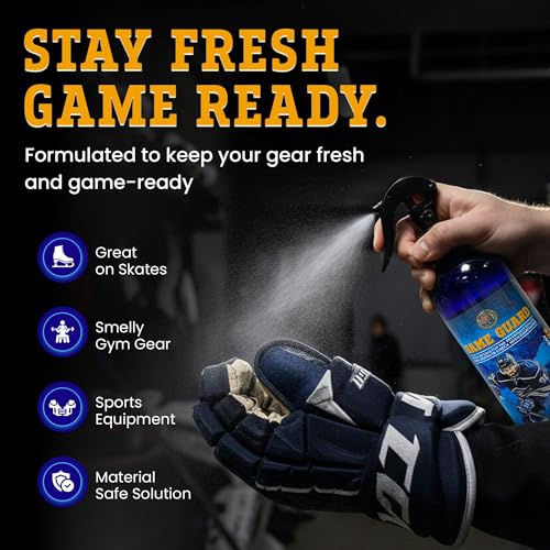 Game Guard Sport Odor Eliminator Spray (16oz, 2-Pack) – Gear Deodorizer for Hockey, Lacrosse, Gym Bags & Boxing Gloves – Ocean Breeze & Peppermint Scent – Leak-Proof Locking Spray Head
