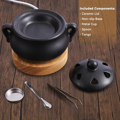 Electric Incense Heater with Adjustable Timer, Bakhoor Burner Electric, Bukhoor Burners for Frankincense Resin Oud Power, Charcoal Free No Open Flame Safer Black - color: Electric Incense Burner-black