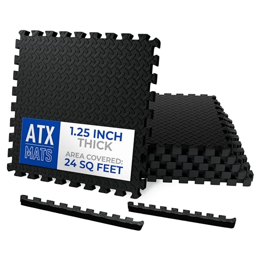 1.25" Jiu Jitsu/BJJ/Grappling/Wrestling Puzzle Mats — Designed in Texas, Premium EVA Foam Interlocking Tiles, 24 sq ft / 6 Tiles, Non-Slip, High-Density