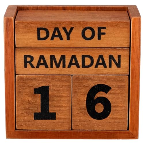 Tinlade Ramadan Countdown Calendar 2026 Wooden Ramadans Decorations for Home Wood Perpetual Block Calendar Ramadan Gift for Kid Farmhouse Eid Mubarak Ramadans Advent Calendars for Desk Table(Brown)