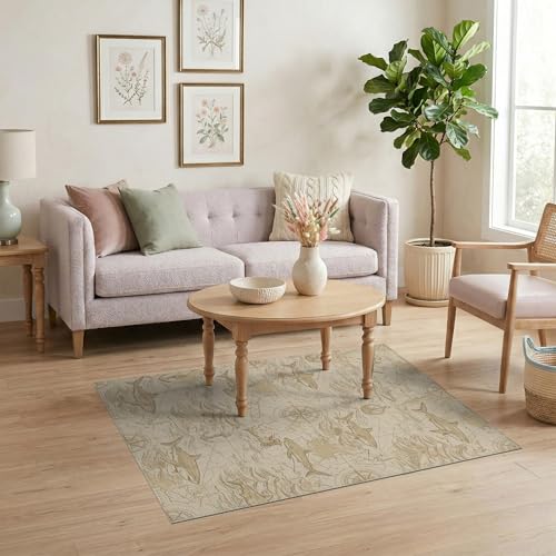 4'x6' Washable Distressed Map Accent Rug, Beige Non-Shedding Small Carpet for Playroom, Bedroom, Reading Nook, Pet Friendly & Non-Slip | Ref:2067334 - color: Beige/Pattern 31, size: 4' x 6' (Rectangular)