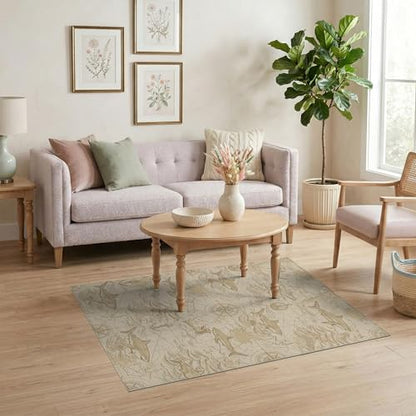 4'x6' Washable Distressed Map Accent Rug, Beige Non-Shedding Small Carpet for Playroom, Bedroom, Reading Nook, Pet Friendly & Non-Slip | Ref:2067334 - color: Beige/Pattern 31, size: 4' x 6' (Rectangular)