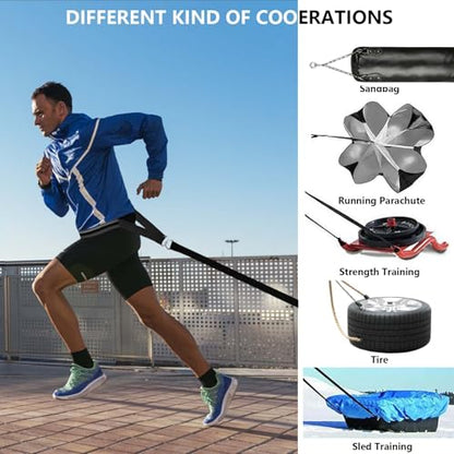 Sled Pulling Belt Set, Adjustable Waist Training Belt with Pulling Rope for Strength Agility Power Training to Help Full Body Building - size: 6.6ft