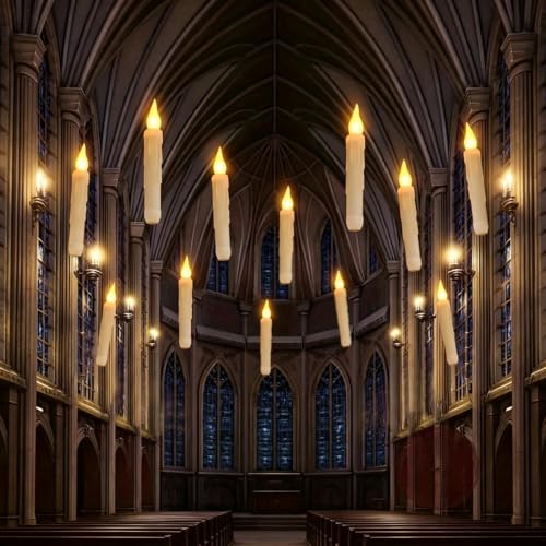 6Pcs Flameless Floating Taper String Light Decor, Magic Ornaments for Halloween Christmas Wedding Birthday Church Party Decor Supplies