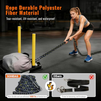 Weight Sled Rope Workout Sled Pulling Ropes Sleds Push Gym Equipment Weight Sleds Pull Rope for Training Tire Pulling Workout Ropes Fitness Resistance Football Exercise Equipment for Men Women - size: 1.5IN 20FT Sled Rope