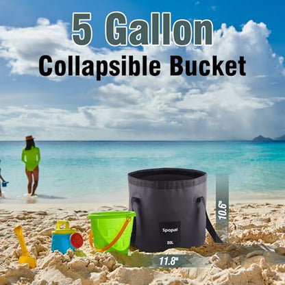 10000mAh Camping Shower with Collapsible Bucket Handle 20L | Portable Camping Shower, 5 Adjustable Speeds, IPX8 Waterproof, LED Display, Perfect for Hiking, Travel, Cars & Pets