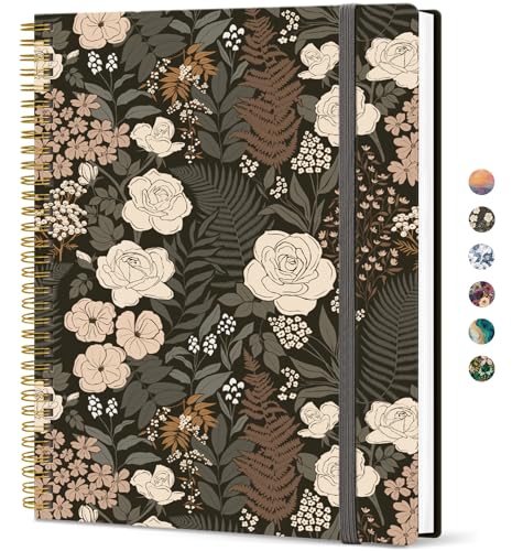 Taja Large Spiral Lined Journal for Women, 8.5" x 11" Notebooks for Work Collge Ruled, A4 Aesthetic Cute Journaling Notebooks for Writing, Plastic Cover, Wild Rose - color: U-Wild Rose