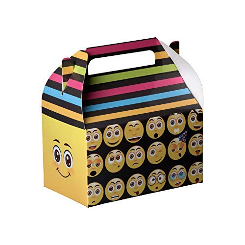 Hammont Paper Treat Boxes - (10 Pack) - Party Favors Treat Container Cookie Boxes Cute Designs Perfect for Parties and Celebrations 6.25" x 3.75" x 3.5" (Smiley) - color: Smiley