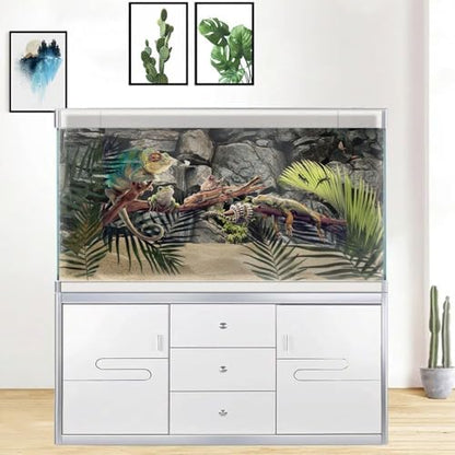 72X18IN Stone Aquarium Background, Rock Fish Tank Background, Natural Rocky Glass Terrarium Background with 8 EVA Double-Sided Tape - color: Stone, size: 72X18in/180X45cm