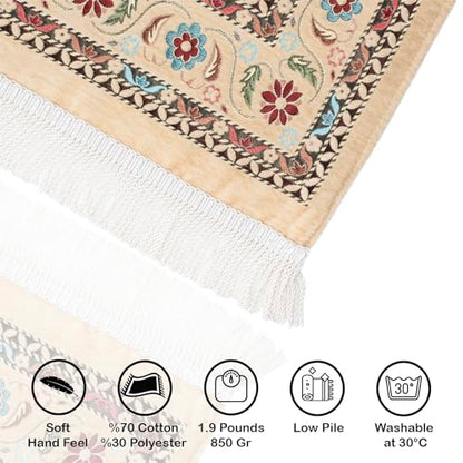 Islamic Prayer Rug, Thick Ramadan Gift - Pocket Mat for Men & Women, Muslim Gifts (Powder) - color: Powder