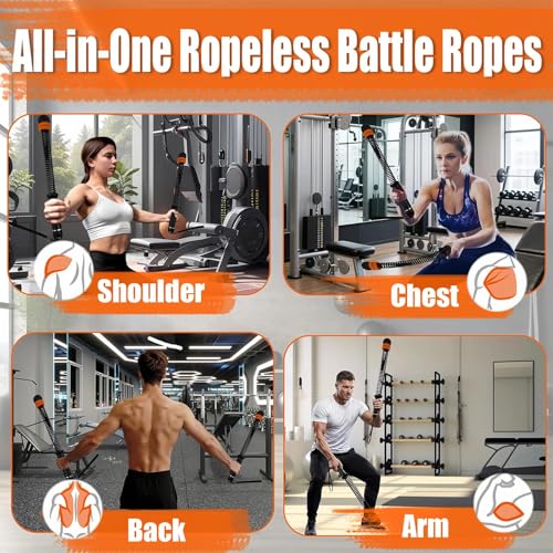 Ropeless Battle Ropes, Cordless Jump Rope Adjustable Weight for Home Gym, Portable Cordless Jump Rope, Strength Equipment for Men, Women & Fitness Enthusiasts