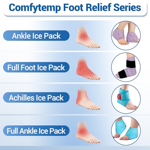 Comfytemp Ankle Foot Ice Pack Wrap for Plantar Fasciitis Relief, Ankles Brace for Sprain, Heel Spur, Swelling, Achilles Tendonitis, Cold Bag for Injuries Reusable, Hot Cold Compress, 1 Pack (Purple) - size: Purple Large(1 Pack)