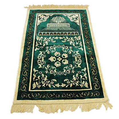 XINNI Muslim Prayer Rug Islamic Praying Rug Mat Carpet Thick Soft Fabric Green - color: Green