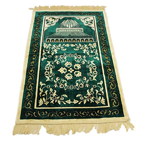 XINNI Muslim Prayer Rug Islamic Praying Rug Mat Carpet Thick Soft Fabric Green - color: Green