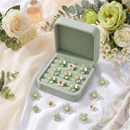 50 Pcs Pearl Rhinestone Brooch Pin Flower Embellishments Brooches and Pins for Women Lapel Pins No Sew Button Charms Accessories for Clothes Bags Wedding DIY Crafts, 5 Styles - color: Green