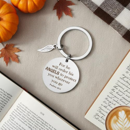 Bible Verse Keychain Christian Gifts Spiritual Religious for Men Women Friends Work Bestie Soul Sister Coworker Psalms 91 Faith Based Gifts Valentines Day Birthday Christmas Fathers Day Mothers Gift