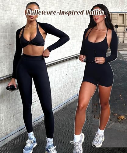 Women Bolero Shrug Long Sleeve Open Front Workout Ballet Shrug Arm Sleeves - color: 01a Black Bolero Shrug, size: X-Large