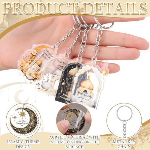 Liliaafar 15 Pcs Islamic Keychain Gifts Bulk Acrylic Muslim Keychain Ramadan Eid Gifts Bulk Stars Moon Rosary Religious Party Favors for Ramadan Hajj Wedding (Attractive) - style: Attractive