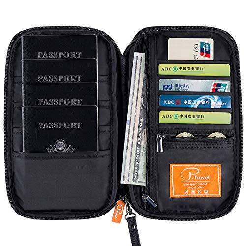 VanFn RFID Travel Passport Wallet, Family Passport Holder, Trip Document Organizer P.Travel Series - color: Black