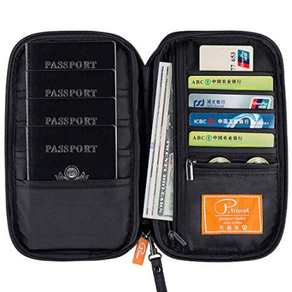 VanFn RFID Travel Passport Wallet, Family Passport Holder, Trip Document Organizer P.Travel Series - color: Black