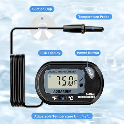 iPower 8 by 12-Inch Reptile Heat Mat with Temperature Adjustable Controller Knob, LCD Digital Aquarium Thermometer, Under Tank Warmer Terrarium Heat Pad for Reptiles and Amphibians - size: 8" x 12", style: Heat Pad with Adjust Knob+ Thermometer