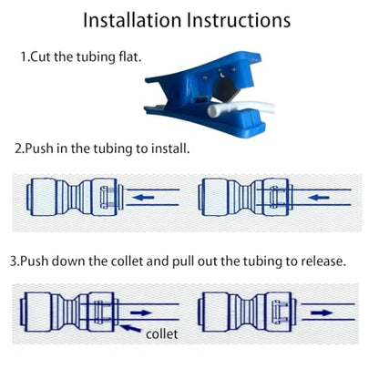 NSF 1/4" inch Water Line Tubing and Push to Connect Fittings for Reverse Osmosis Water Filter RO fittings (Feed water adapter Kits), 11 pcs connetors+30 feet 1/4" O.D. (6.4mm) water tubing. - style: 1/4"(13pcs+30feet)