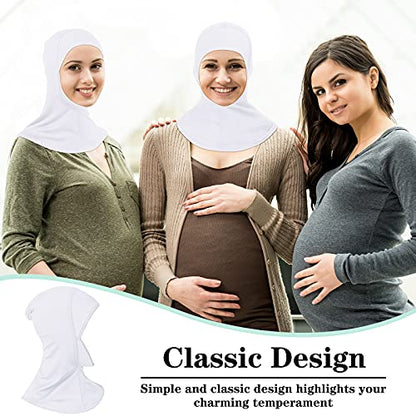 Geyoga Modal Hijab Cap for Women Adjustable Muslim Stretchy Turban Full Cover Shawl Cap Full Neck Coverage Small and medium - color: White