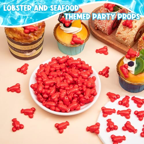 100PCS Mini Resin Lobsters Realistic Plastic Resin Lobster Models, Cute Tiny Red Crawfish Decor for Hidden Game Crawfish Party Tabletop Decor Supplies Food Model - style: Lobster-100