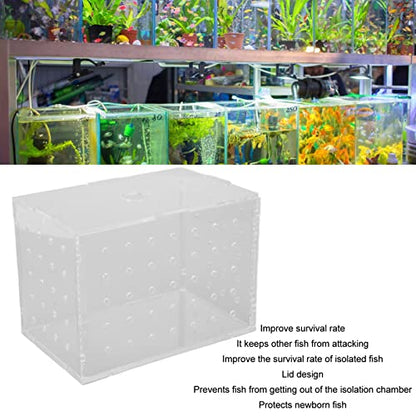 Fish Breeder Box, Aquarium Fish Breeding Box with Suction Cups, High Transparency Acrylic Hatchery Incubator Tank for Baby Fish Shrimp Clownfish Isolation and Rearing (9 * 6 * 7CM) - size: 9*6*7CM