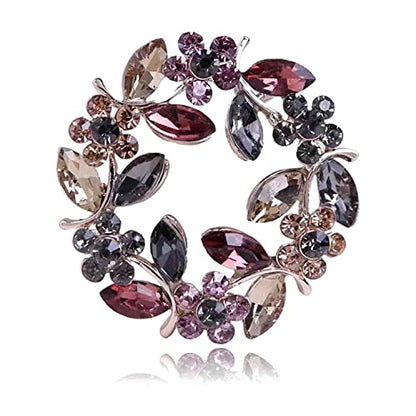 Crystal Pearl Flower Brooches Pins Fashion Beautiful Created Rhinestone Floral Brooch Good Idea for Party Dance Wedding Banquet for Elegant Women Girl - color: Olive Branch Wreath