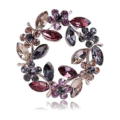 Crystal Pearl Flower Brooches Pins Fashion Beautiful Created Rhinestone Floral Brooch Good Idea for Party Dance Wedding Banquet for Elegant Women Girl - color: Olive Branch Wreath