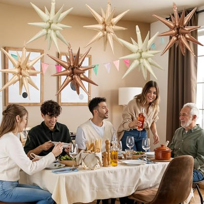6 Pcs Blue Red Explosion Star Foil Balloons Birthday Party Decor - color: Nude Cream Beige