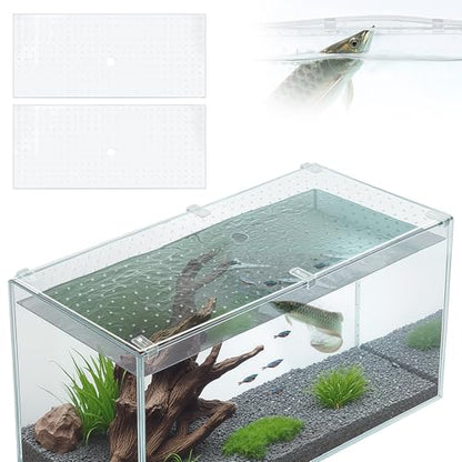 Colingmill 2 Pcs Aquarium Acrylic Glass Canopy Set Cuttable Aquarium Fish Tank Cover, Anti-Jump Net with Clips,29 x 12 Inch - size: 29 x 12 in
