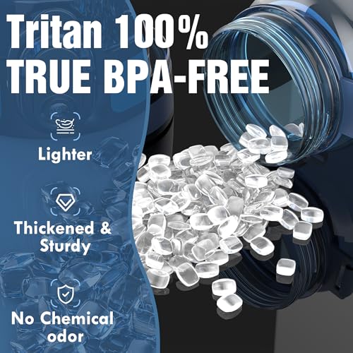 OLDLEY Water Bottle 32oz, Durable and Leakproof Water Bottles Motivational with Time Marker, Tritan, BPA Free, Wide Mouth, Gym, Travel, Home, School, Office, Midnight Blue - color: Midnight Blue