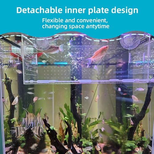 Fish Breeding Box, Acrylic Isolation Box Separator for Aquarium Hatchery Incubator with Suction Cups for Baby Fish Shrimp Clownfish (11.8 * 5.9 * 5.9 inch)