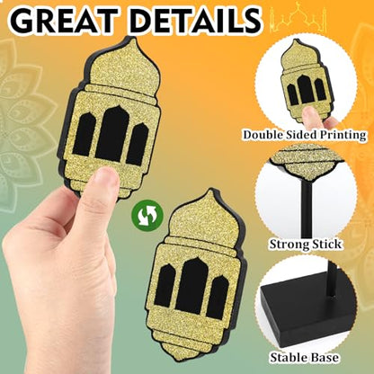 3 Pieces Ramadan Decorations Eid Mubarak Table Decor Wooden Set, Islamic Ramadan Tiered Tray Decor for Muslim Party Tabletop Decor Home (Shiny) - style: Ramadan Shiny