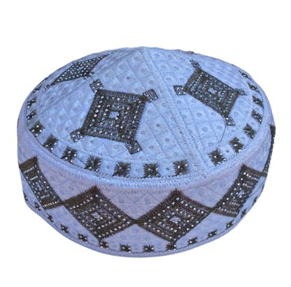 Unisex Kufi Muslim Men Prayer Cap White Stoned Outdoor Headwear Eid Handmade Kufis Namaz Hat - color: Green, size: X-Large