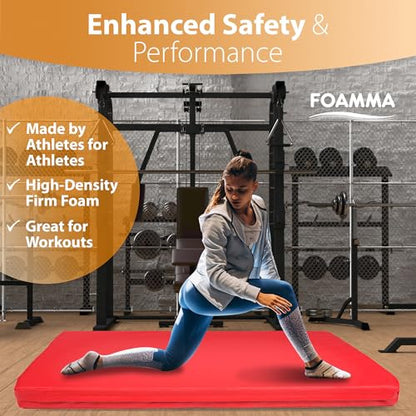 Foamma Gymnastics Mat - 8" x 4 ft x 8 ft, Red, Landing Pad for Kids and Adults with Waterproof Cover, Gymnastics Equipment, High-Density Tumbling & Wrestling Mat for Indoor and Outdoor Use - size: 4ft x 8ft, style: 8" Thickness