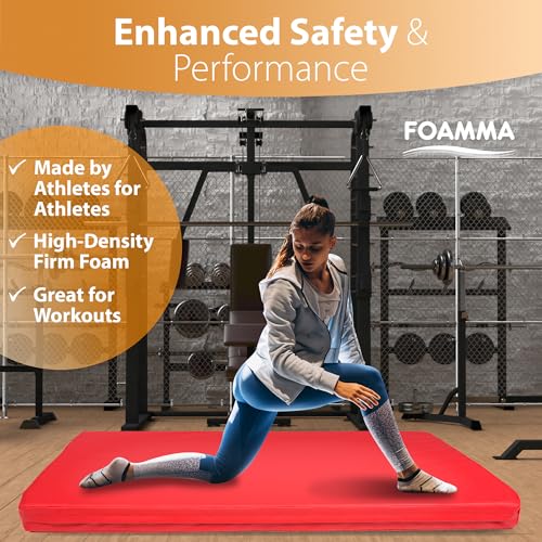 Foamma Gymnastics Mat - 8" x 4 ft x 4 ft, Red Landing Mat for Kids and Adults, Wrestling Mat with Waterproof Cover, High-Density Tumbling Mat, Gymnastics Equipment for Indoor and Outdoor - size: 4ft x 4ft, style: 8" Thickness