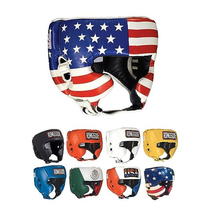 Ringside Competition Boxing Muay Thai MMA Sparring Head Protection Headgear with Cheeks - color: US Flag, size: Small