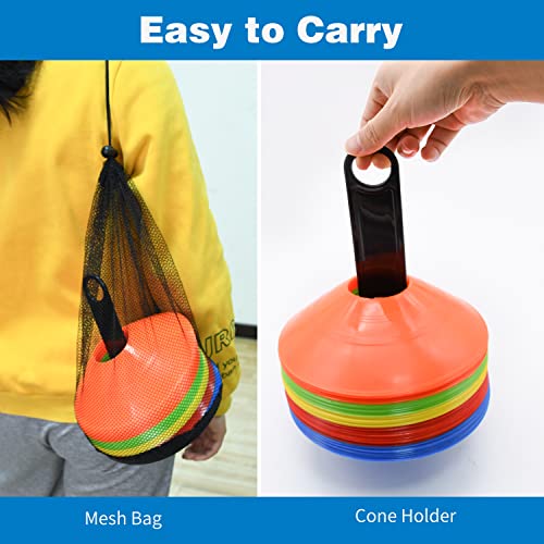 RUBY.Q 50/100/200pcs Disc Cones, Soccer Cones, Basketball Cones with Carry Bag and Holder, Football, Soccer, Basketball Training Equipment, 5 Colors - size: 25pcs