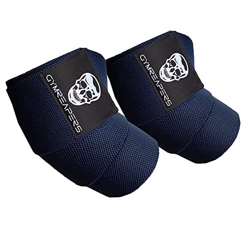 Gymreapers Weightlifting Elbow Wraps (1 Pair) - Flexible 40'' Elbow Compression Strap & Joint Support Brace - for Bench Press, Powerlifting, and Pressing - color: Navy
