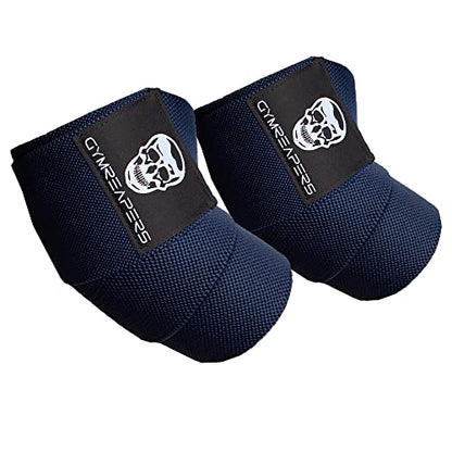 Gymreapers Weightlifting Elbow Wraps (1 Pair) - Flexible 40'' Elbow Compression Strap & Joint Support Brace - for Bench Press, Powerlifting, and Pressing - color: Navy