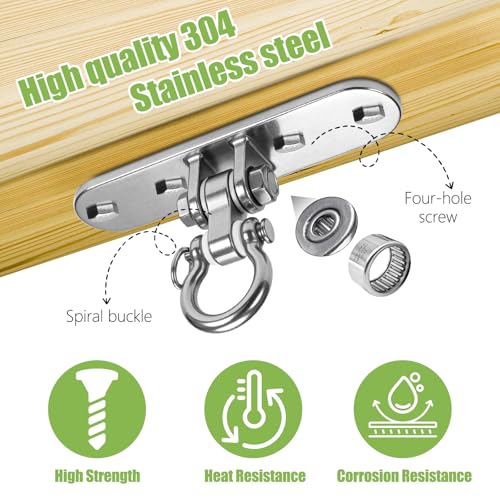 Heavy Bag Hanger,Stainless Wall Ceiling Mount Hook 180°/360° Rotation Wood Beam Holder Body Weight Strength Training Systems, Aerial Yoga Swing & Hammock - size: 4-holes with 180° Swing