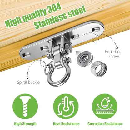 Heavy Bag Hanger,Stainless Wall Ceiling Mount Hook 180°/360° Rotation Wood Beam Holder Body Weight Strength Training Systems, Aerial Yoga Swing & Hammock - size: 4-holes with 180° Swing