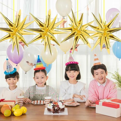 Explosion Star Foil Balloons- 12 Point Star Balloons Gold Spike Balloons - color: 16 Pcs Gold Star Balloons