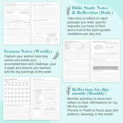 Leather Bible Study Journal Scripture Notebook - Christian Note Taking Kit with Guided Prompts - Inspirational Religious Gifts - Faith Based Stationery Supplies for Church Notes (Lavender) - color: Lavender