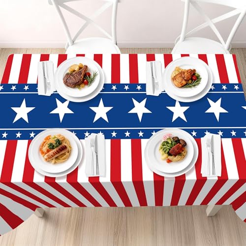3 Pack Patriotic Tablecloths,American Flag Tablecloth,Patriotic Decorations - color: Red